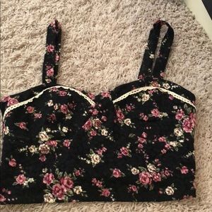 Black floral Nordstrom crop tank top